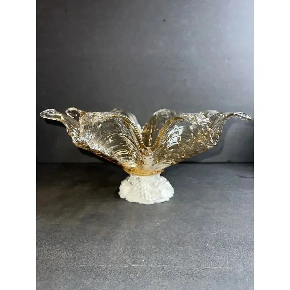 Antica cristalleria By Savarese Murano Lustre Champagne Glass Footed Bowl Italy - Picture 13 of 14